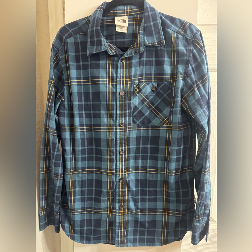 The North Face Navy and Teal Plaid Men's Shirt